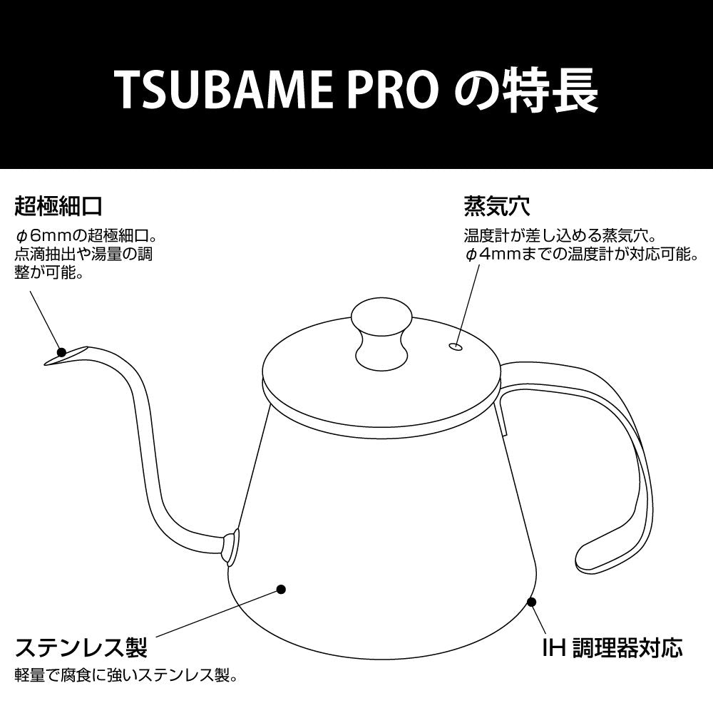 超細口ドリップポット ツバメプロ TSUBAME PRO 750ml TBM-750