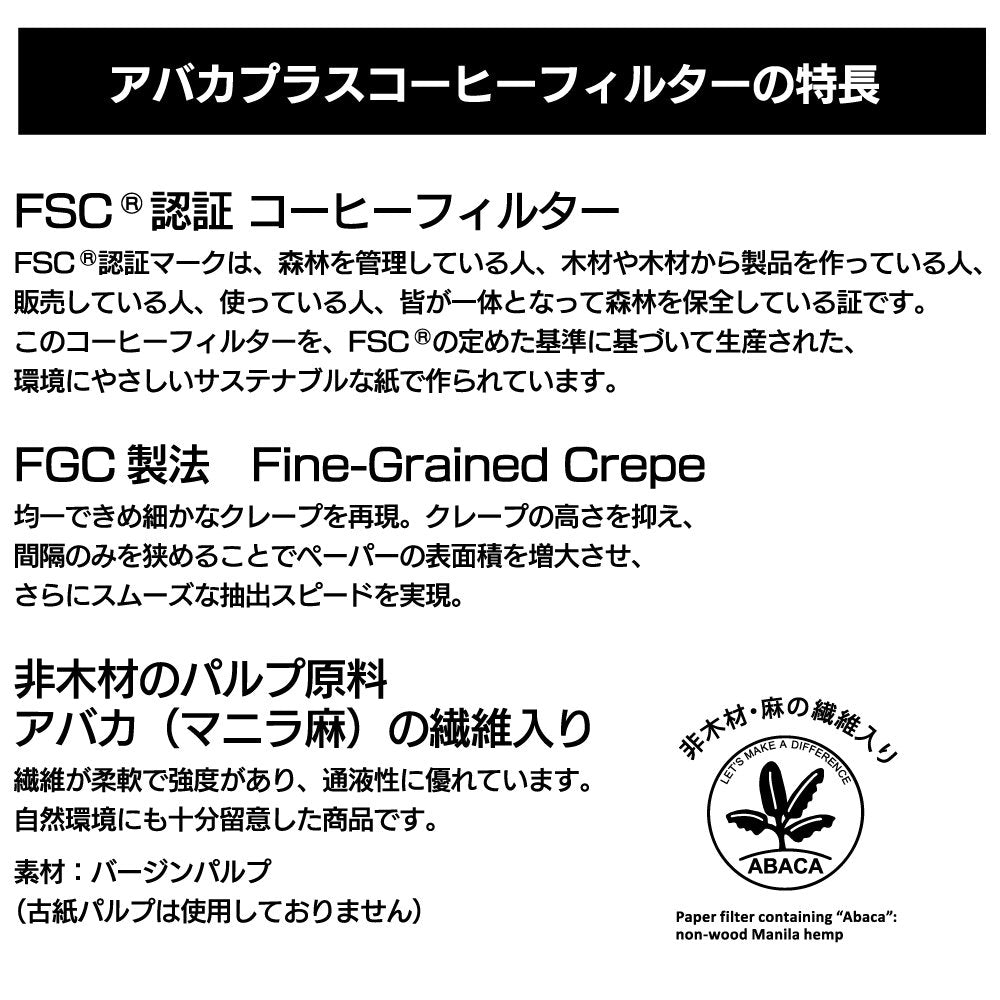 アバカプラス扇形コーヒーフィルター SA-COC-004016