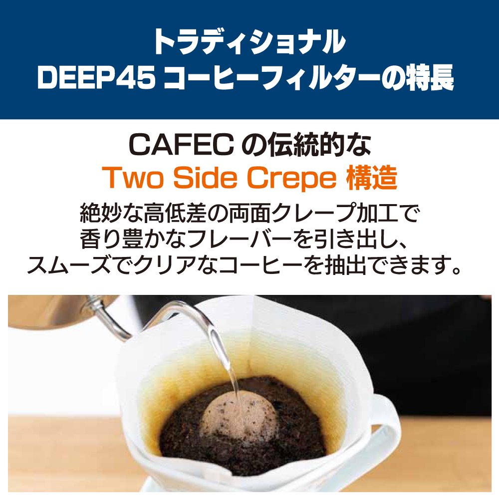 【DEEP45規格専用】トラディショナルDEEP 45 コーヒーフィルター〈3～7杯用〉100枚入　ホワイト DDF-100W