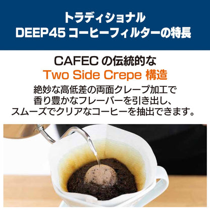 【DEEP45規格専用】トラディショナルDEEP 45 コーヒーフィルター〈3～7杯用〉100枚入　ホワイト DDF-100W