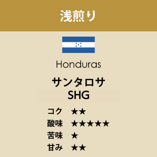 ホンジュラス　サンタロサ SHG〈浅煎り〉（200g）