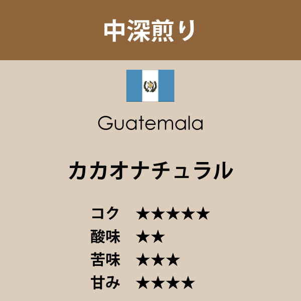 グァテマラ　カカオ ナチュラル〈中深煎り〉（200g）